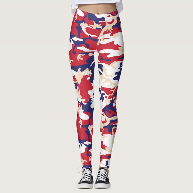 4th of July, Independence day, Camouflage Beige Leggings (Front)