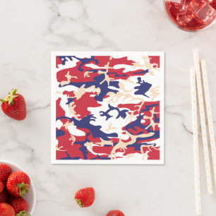 4th of July, Independence day, Camouflage Beige Napkins