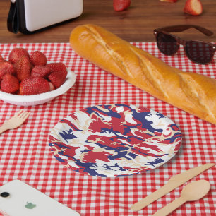 4th of July, Independence day, Camouflage Beige Paper Plates
