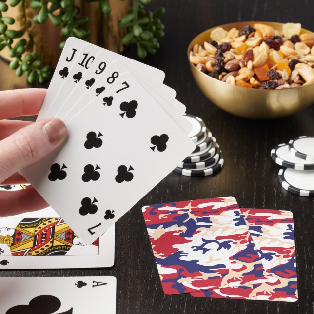 4th of July, Independence day, Camouflage Beige Poker Cards (In Situ)
