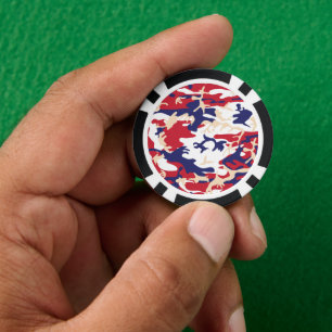4th of July, Independence day, Camouflage Beige Poker Chips
