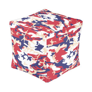 4th of July, Independence day, Camouflage Beige Pouf