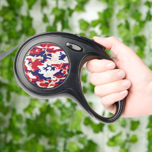 4th of July, Independence day, Camouflage Beige Retractable Pet Leash