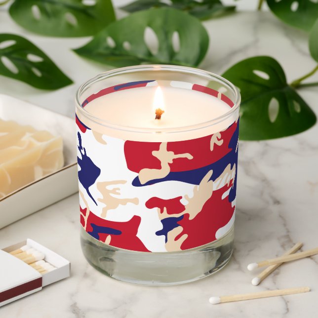 4th of July, Independence day, Camouflage Beige Scented Candle (Lit)