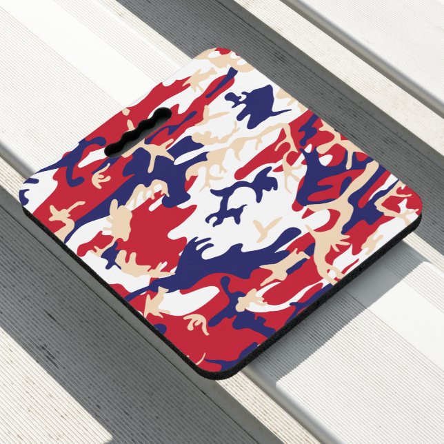 4th of July, Independence day, Camouflage Beige Seat Cushion (In Situ)