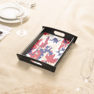 4th of July, Independence day, Camouflage Beige Serving Tray