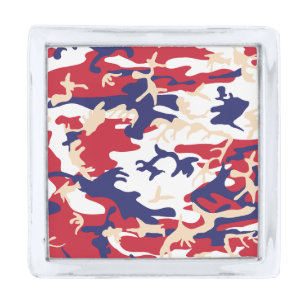 4th of July, Independence day, Camouflage Beige Silver Finish Lapel Pin
