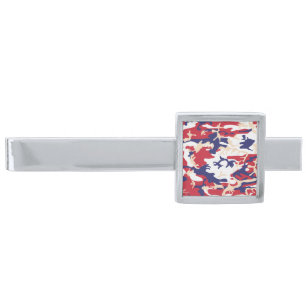 4th of July, Independence day, Camouflage Beige Silver Finish Tie Bar