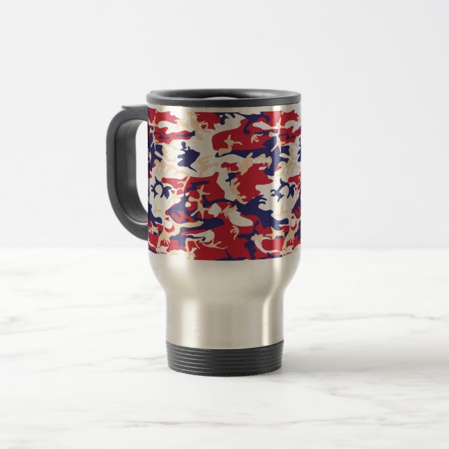 4th of July, Independence day, Camouflage Beige Travel Mug (Front Left)
