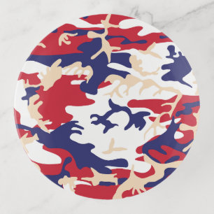 4th of July, Independence day, Camouflage Beige Trinket Tray
