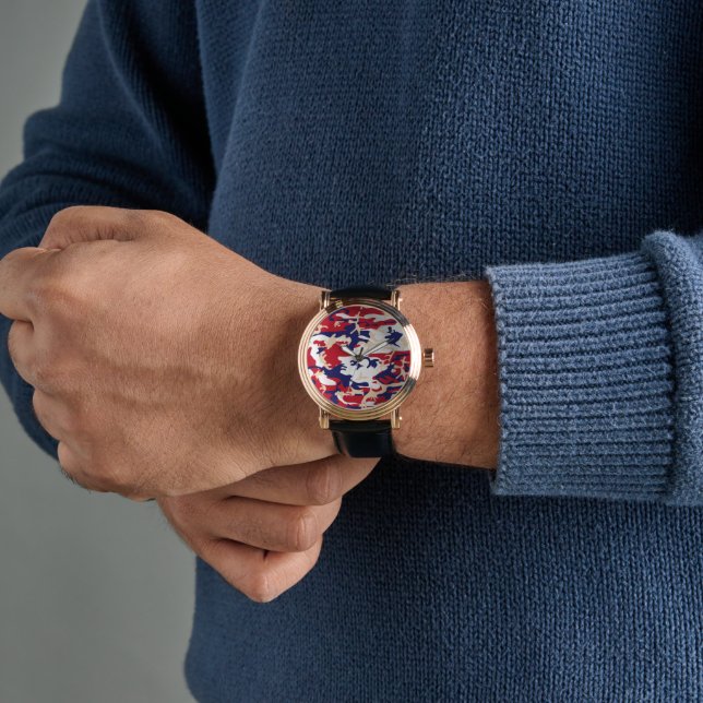 4th of July, Independence day, Camouflage Beige Watch (Wrist)