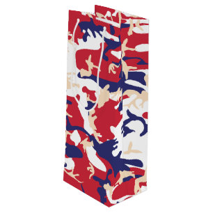 4th of July, Independence day, Camouflage Beige Wine Gift Bag