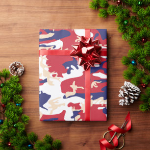 4th of July, Independence day, Camouflage Beige Wrapping Paper