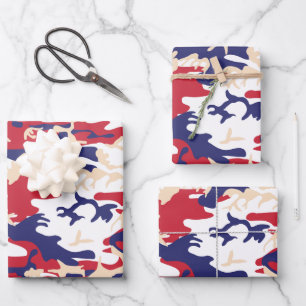 4th of July, Independence day, Camouflage Beige Wrapping Paper Sheets
