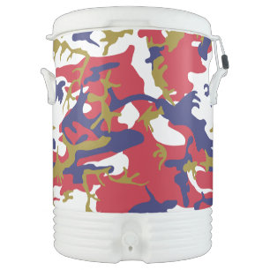 4th of July, Independence day, Camouflage Gold Beverage Cooler