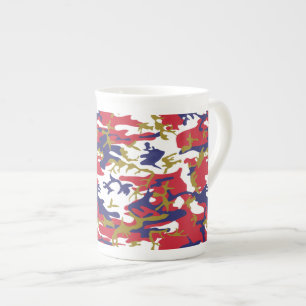 4th of July, Independence day, Camouflage Gold Bone China Mug