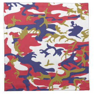 4th of July, Independence day, Camouflage Gold Cloth Napkin