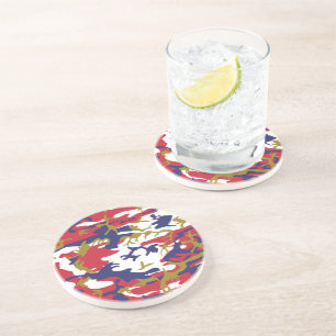 4th of July, Independence day, Camouflage Gold Coaster