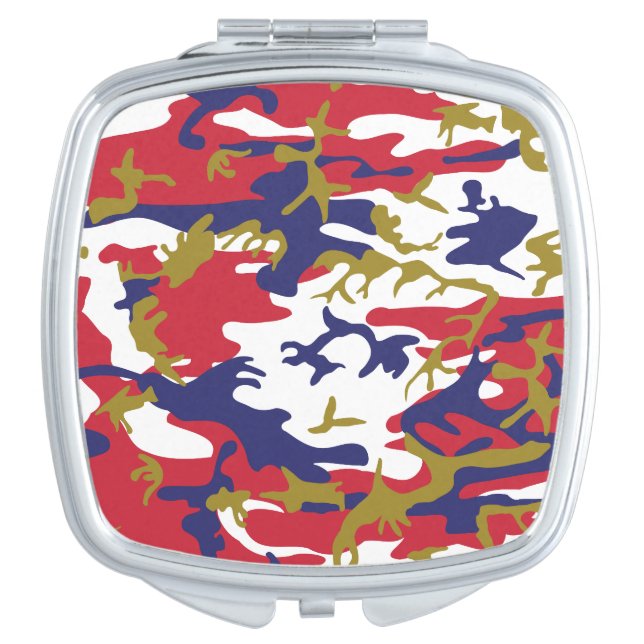 4th of July, Independence day, Camouflage Gold Compact Mirror (Front)