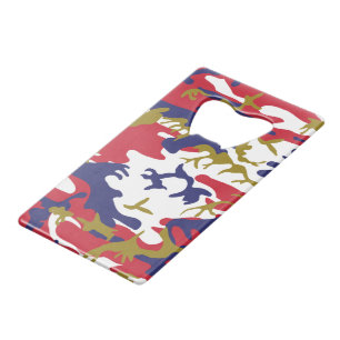 4th of July, Independence day, Camouflage Gold Credit Card Bottle Opener