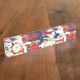 4th of July, Independence day, Camouflage Gold Desk Name Plate