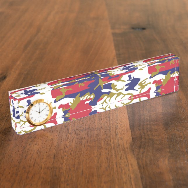 4th of July, Independence day, Camouflage Gold Desk Name Plate (Side)