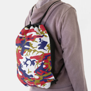 4th of July, Independence day, Camouflage Gold Drawstring Bag