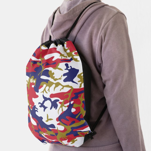 4th of July, Independence day, Camouflage Gold Drawstring Bag (Insitu)