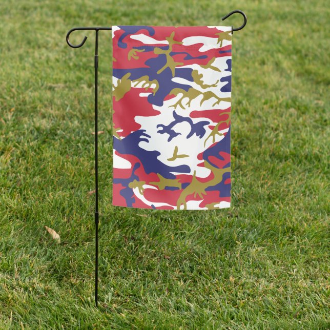 4th of July, Independence day, Camouflage Gold Garden Flag (In SItu)