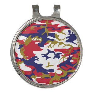 4th of July, Independence day, Camouflage Gold Golf Hat Clip