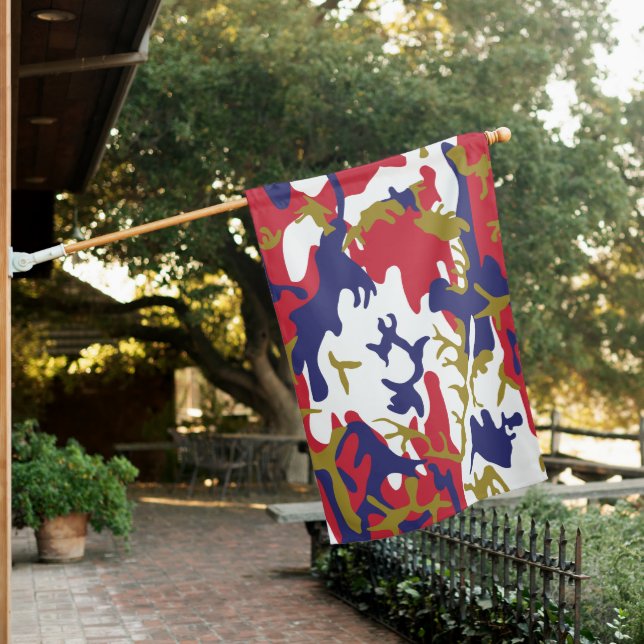 4th of July, Independence day, Camouflage Gold House Flag (In SItu)