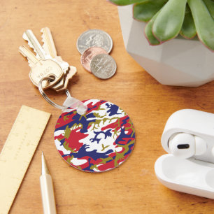 4th of July, Independence day, Camouflage Gold Keychain