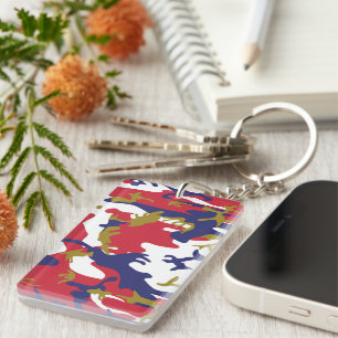 4th of July, Independence day, Camouflage Gold Keychain