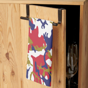 4th of July, Independence day, Camouflage Gold Kitchen Towel