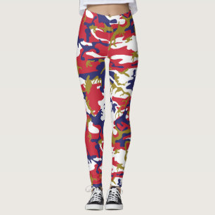 4th of July, Independence day, Camouflage Gold Leggings