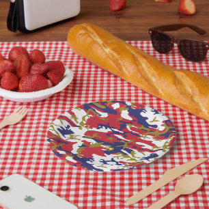 4th of July, Independence day, Camouflage Gold Paper Plates