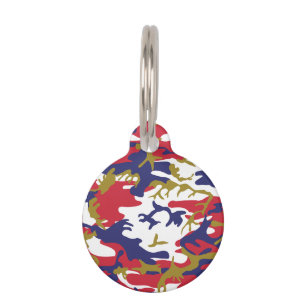 4th of July, Independence day, Camouflage Gold Pet ID Tag