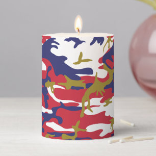 4th of July, Independence day, Camouflage Gold Pillar Candle