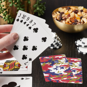 4th of July, Independence day, Camouflage Gold Poker Cards