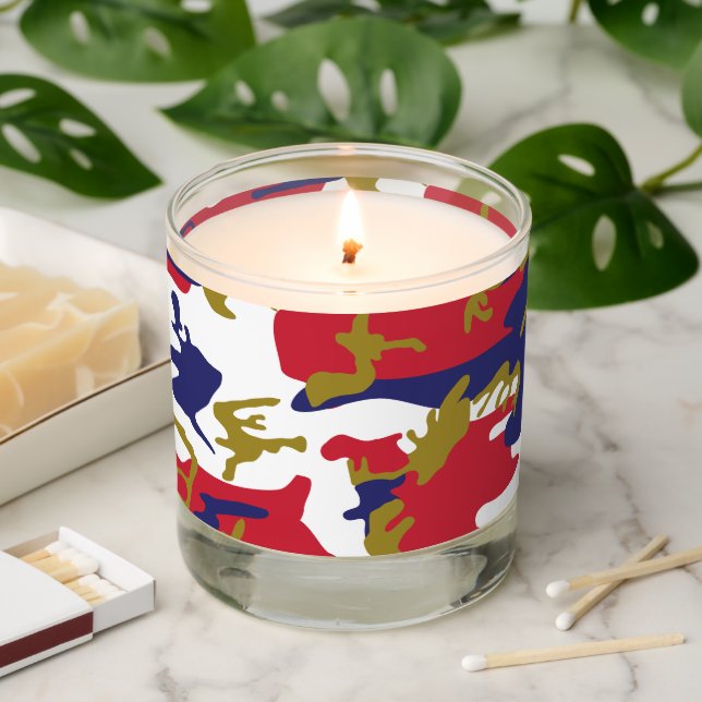 4th of July, Independence day, Camouflage Gold Scented Candle (Lit)