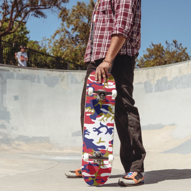 4th of July, Independence day, Camouflage Gold Skateboard (Outdoor 2)