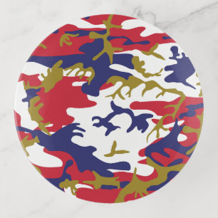 4th of July, Independence day, Camouflage Gold Trinket Tray