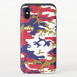 4th of July, Independence day, Camouflage Gold iPhone XS Slider Case