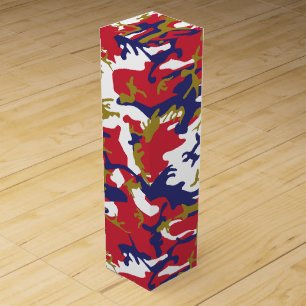 4th of July, Independence day, Camouflage Gold Wine Box