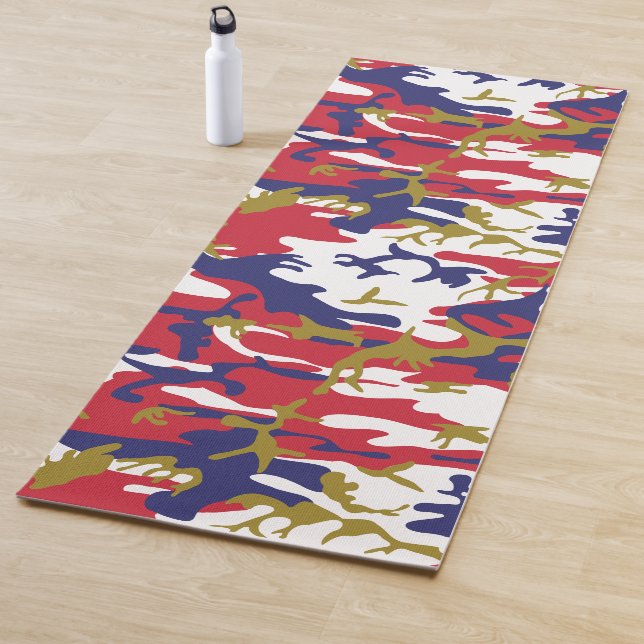 4th of July, Independence day, Camouflage Gold Yoga Mat (In Situ)