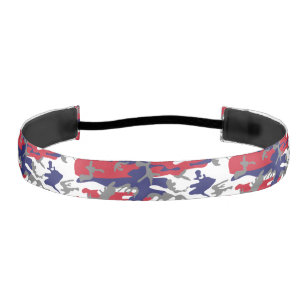 4th of July, Independence day, Camouflage Gray Athletic Headband