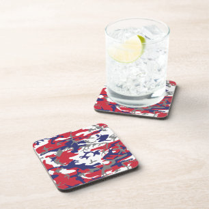 4th of July, Independence day, Camouflage Gray Beverage Coaster