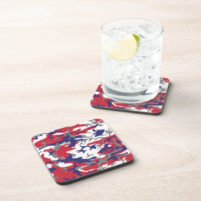 4th of July, Independence day, Camouflage Gray Beverage Coaster (Right Side)