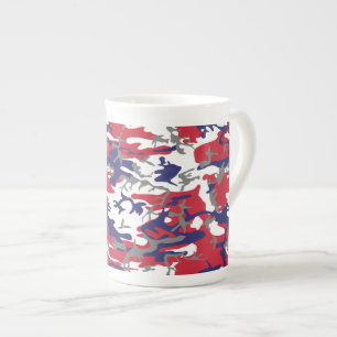 4th of July, Independence day, Camouflage Gray Bone China Mug