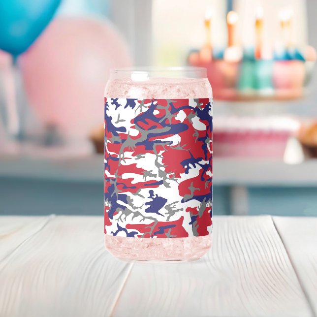 4th of July, Independence day, Camouflage Gray Can Glass (Insitu (Baby Shower))